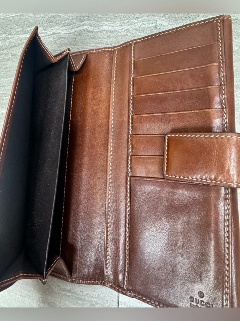 Gucci Bamboo Ring Continental Clutch Check Wallet Vintage - Picture 7 of 15